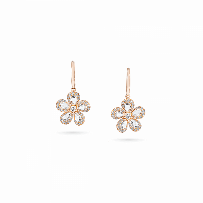 David morris miss daisy single flower earring jackets with pear shape rose cut diamonds and micro set diamonds set in 18ct rose gold 9400 from david morris