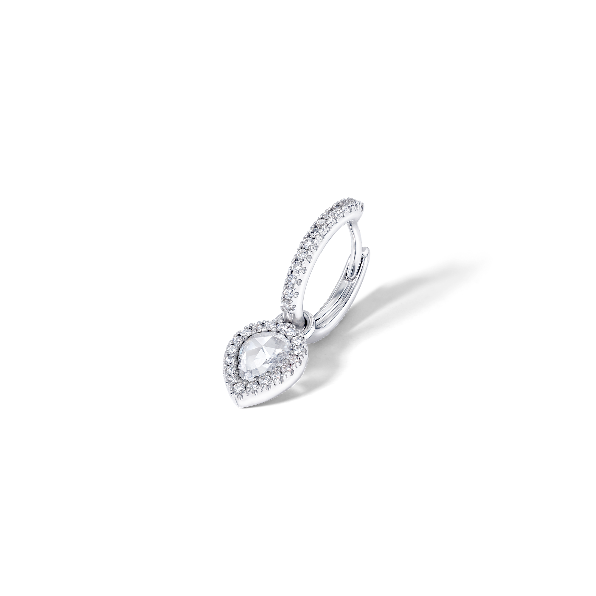 Rose cut single drop earring