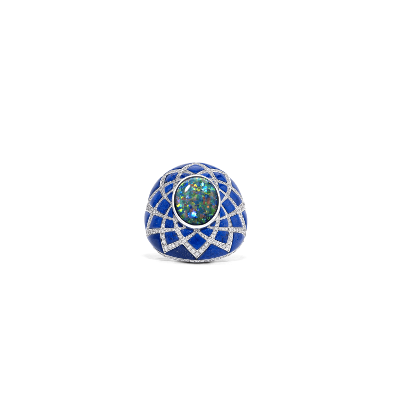 11 09 2003 confetti opal lapis ring frnt from david morris