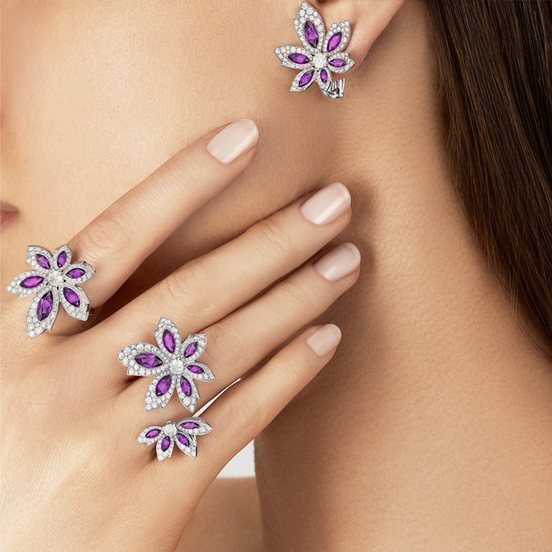 Palm amerthyst single earring ring and double ring from david morris