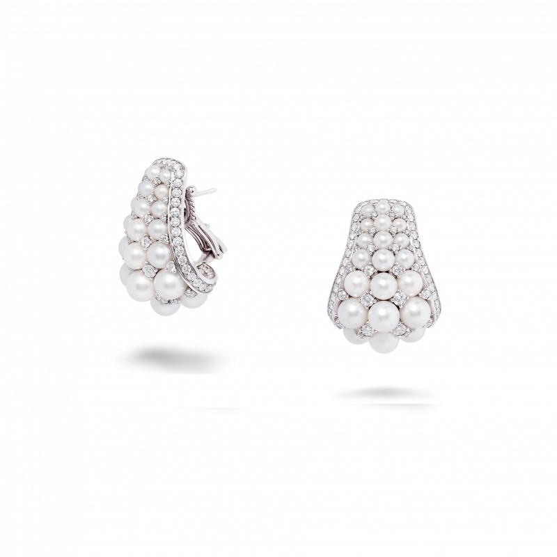 Pearl and diamond earrings 3qtrs from david morris